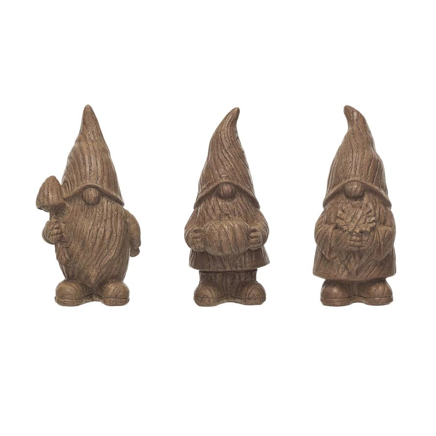 Creative Coop Decor Resin Gnome | Wood Finish | Brown