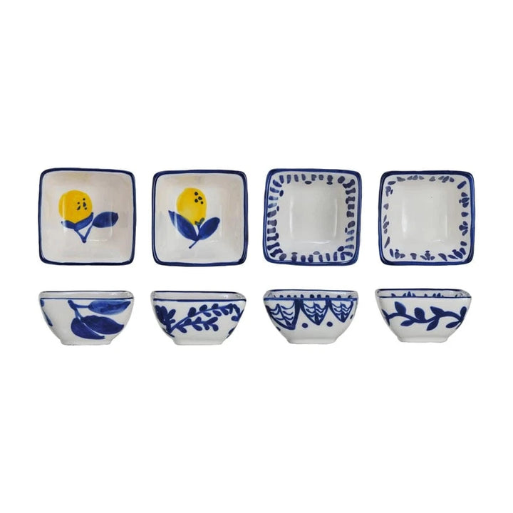 Creative Coop Dish 3" Square Hand-Painted Stoneware Dish w/ Lemons
