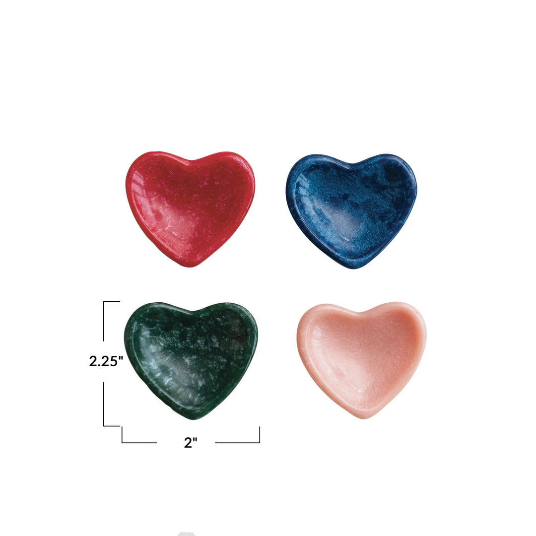 Creative Coop Dish Marbled Resin Heart Shaped Dish, 4 Colors