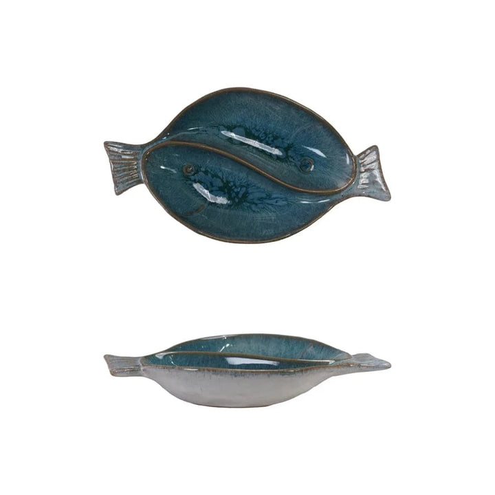 Creative Coop Dish Stoneware Fish Shaped Dish