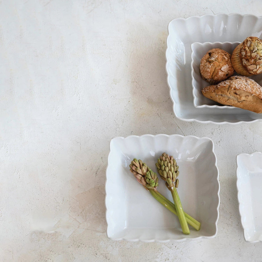 Creative Coop Dish Stoneware Serving Dishes w/ Scalloped Edge