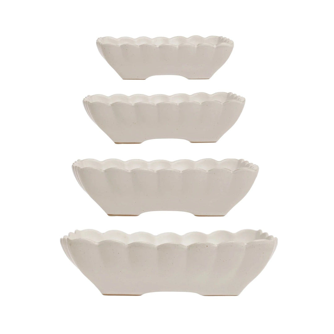 Creative Coop Dish Stoneware Serving Dishes w/ Scalloped Edge