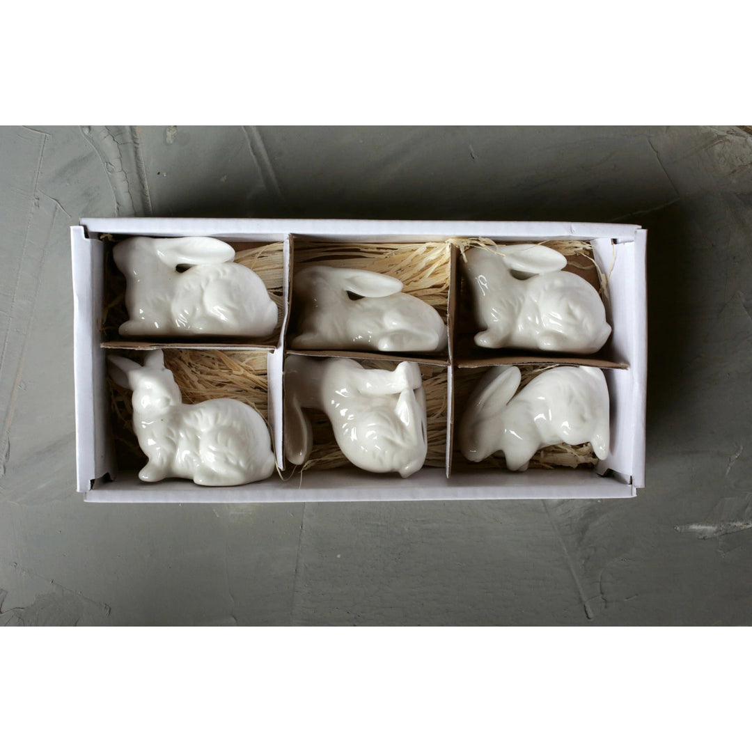 Creative Coop Easter Ceramic Bunnies, Boxed Set of 6