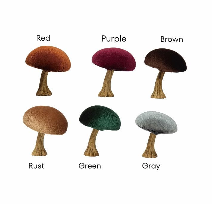 Creative Coop Fall Decor 3-3/4"H Velvet Mushroom with Resin Stem