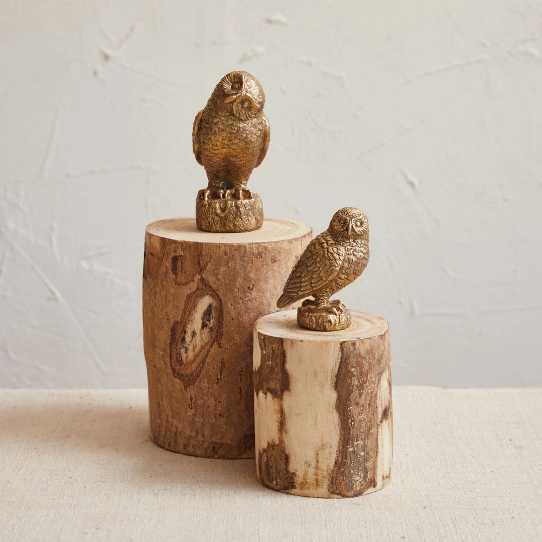 Creative Coop Fall Decor Resin Owl | Antique Gold Finish