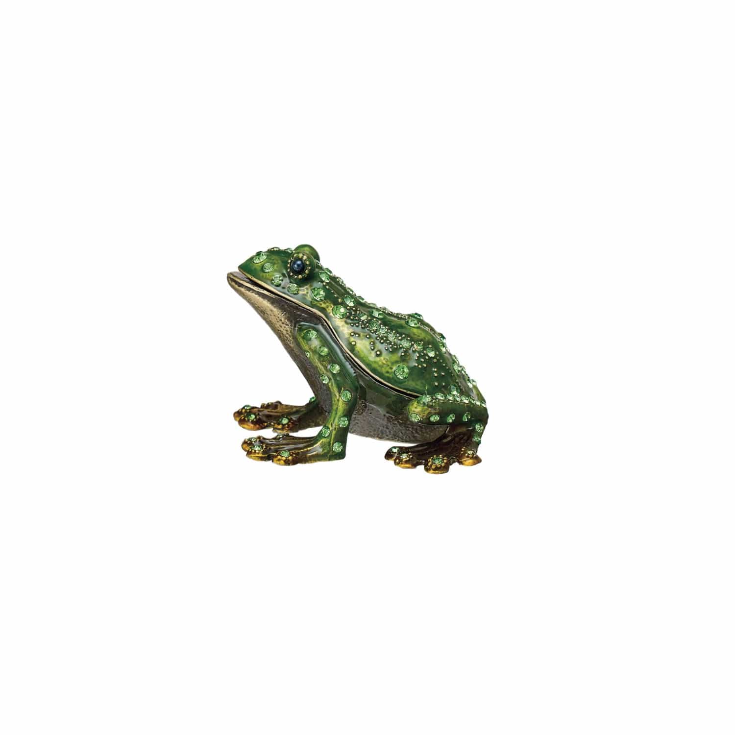 Creative Coop Fashion Enameled Metal Frog Shaped Trinket Box with Jewels