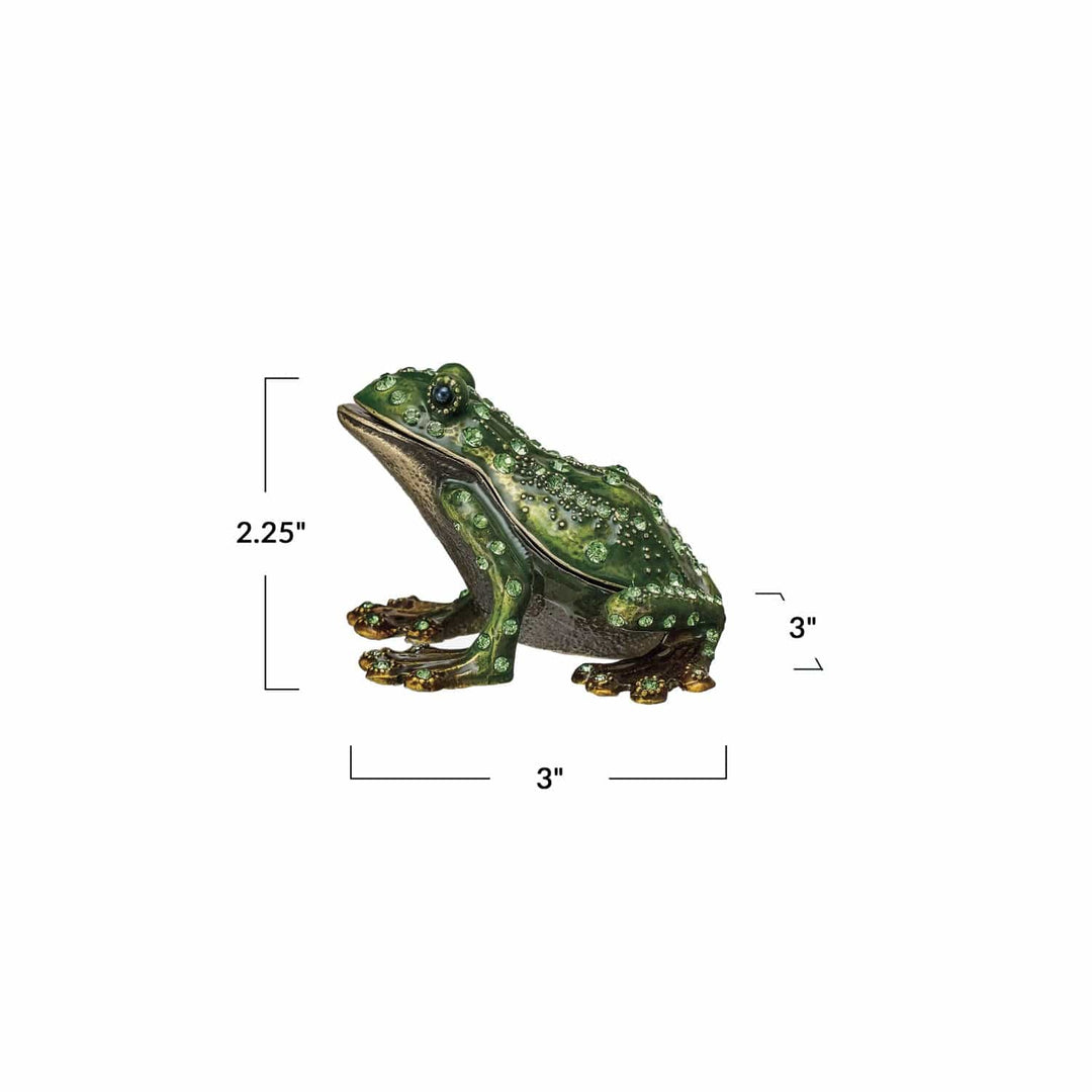 Creative Coop Fashion Enameled Metal Frog Shaped Trinket Box with Jewels