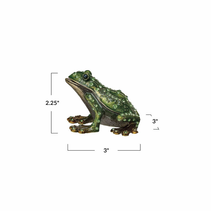 Creative Coop Fashion Enameled Metal Frog Shaped Trinket Box with Jewels