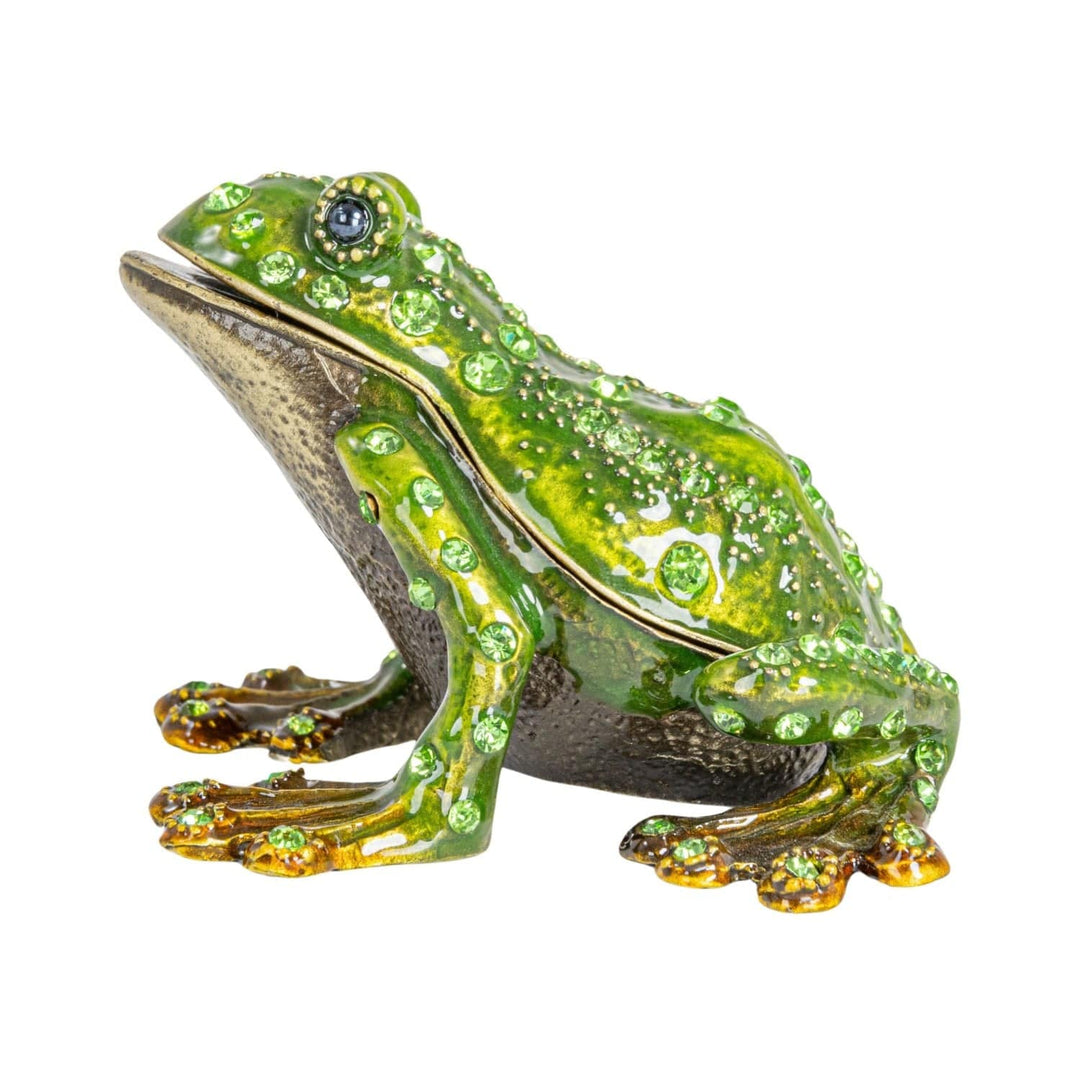 Creative Coop Fashion Enameled Metal Frog Shaped Trinket Box with Jewels
