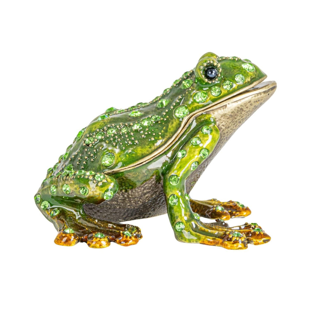 Creative Coop Fashion Enameled Metal Frog Shaped Trinket Box with Jewels