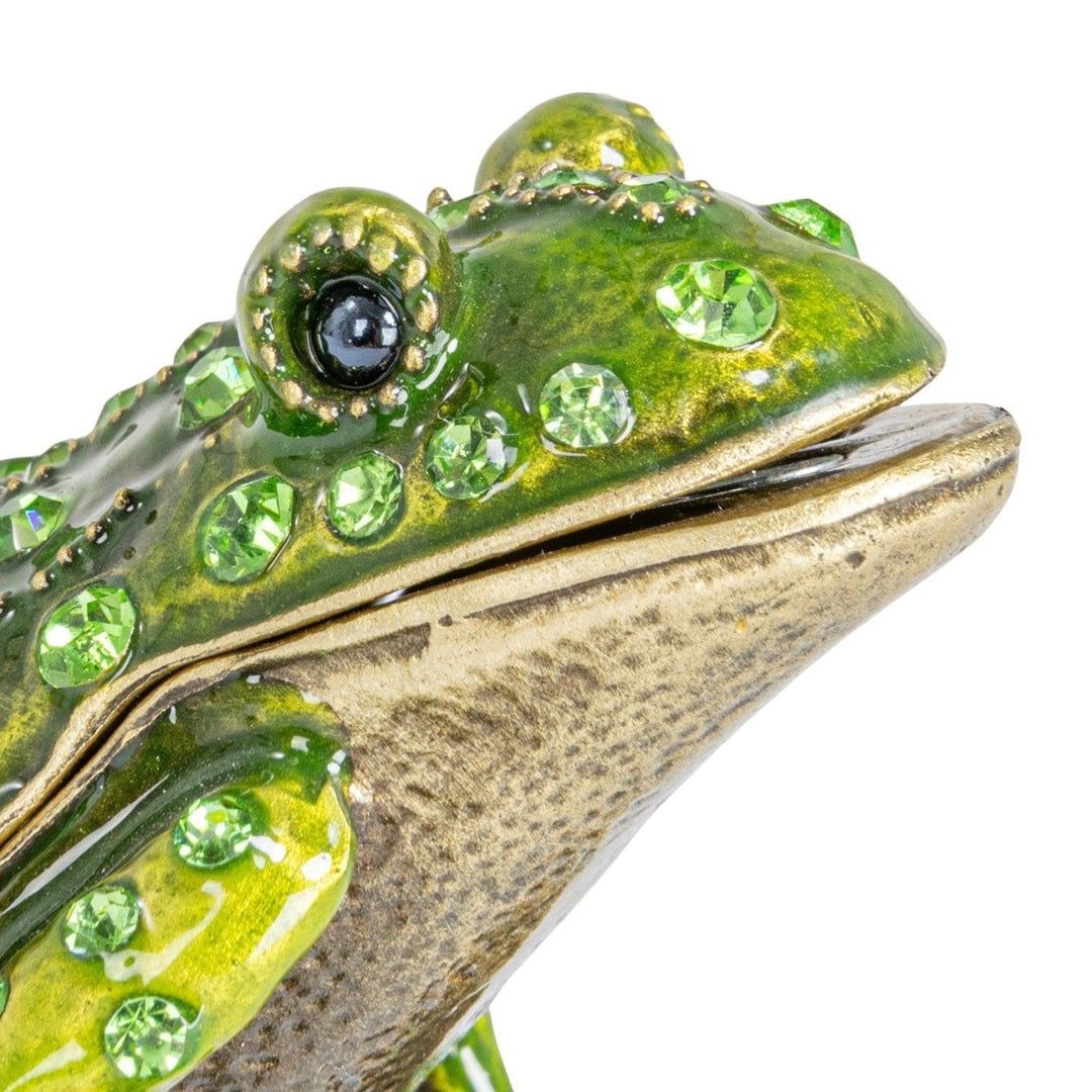 Creative Coop Fashion Enameled Metal Frog Shaped Trinket Box with Jewels
