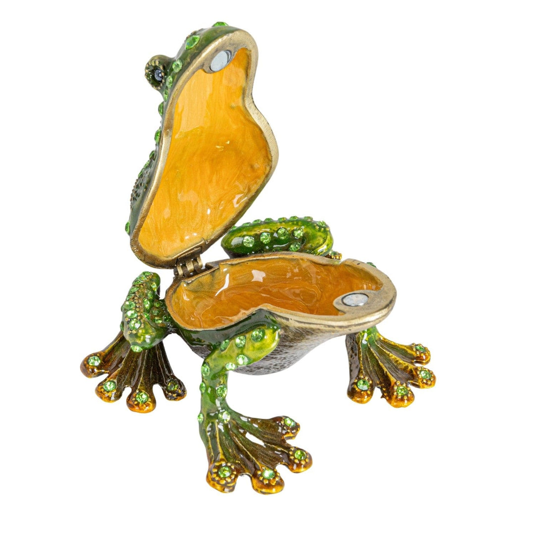 Creative Coop Fashion Enameled Metal Frog Shaped Trinket Box with Jewels