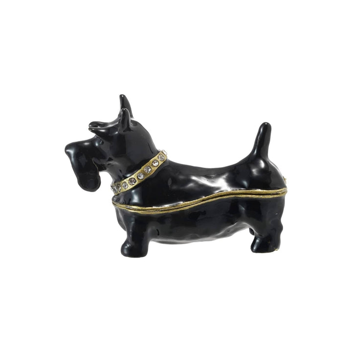 Creative Coop Fashion Enameled Scottie Dog Shaped Trinket Box with Jewels