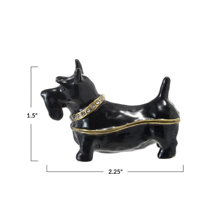 Creative Coop Fashion Enameled Scottie Dog Shaped Trinket Box with Jewels