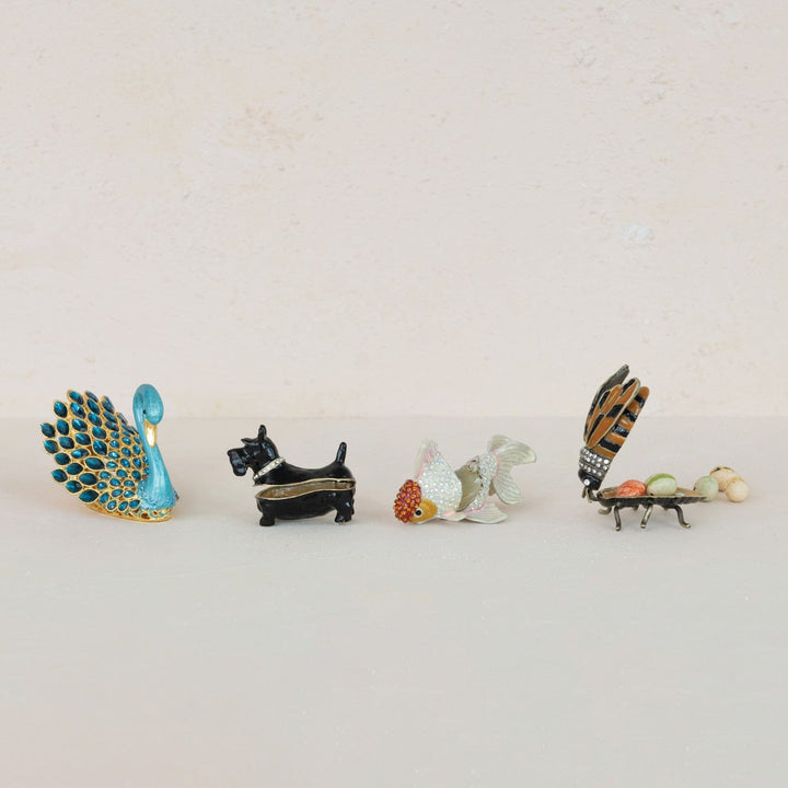 Creative Coop Fashion Enameled Scottie Dog Shaped Trinket Box with Jewels