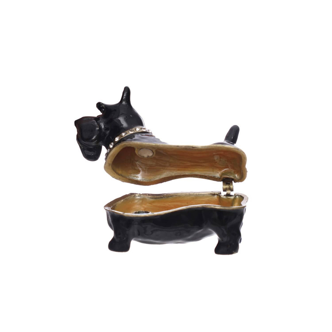Creative Coop Fashion Enameled Scottie Dog Shaped Trinket Box with Jewels