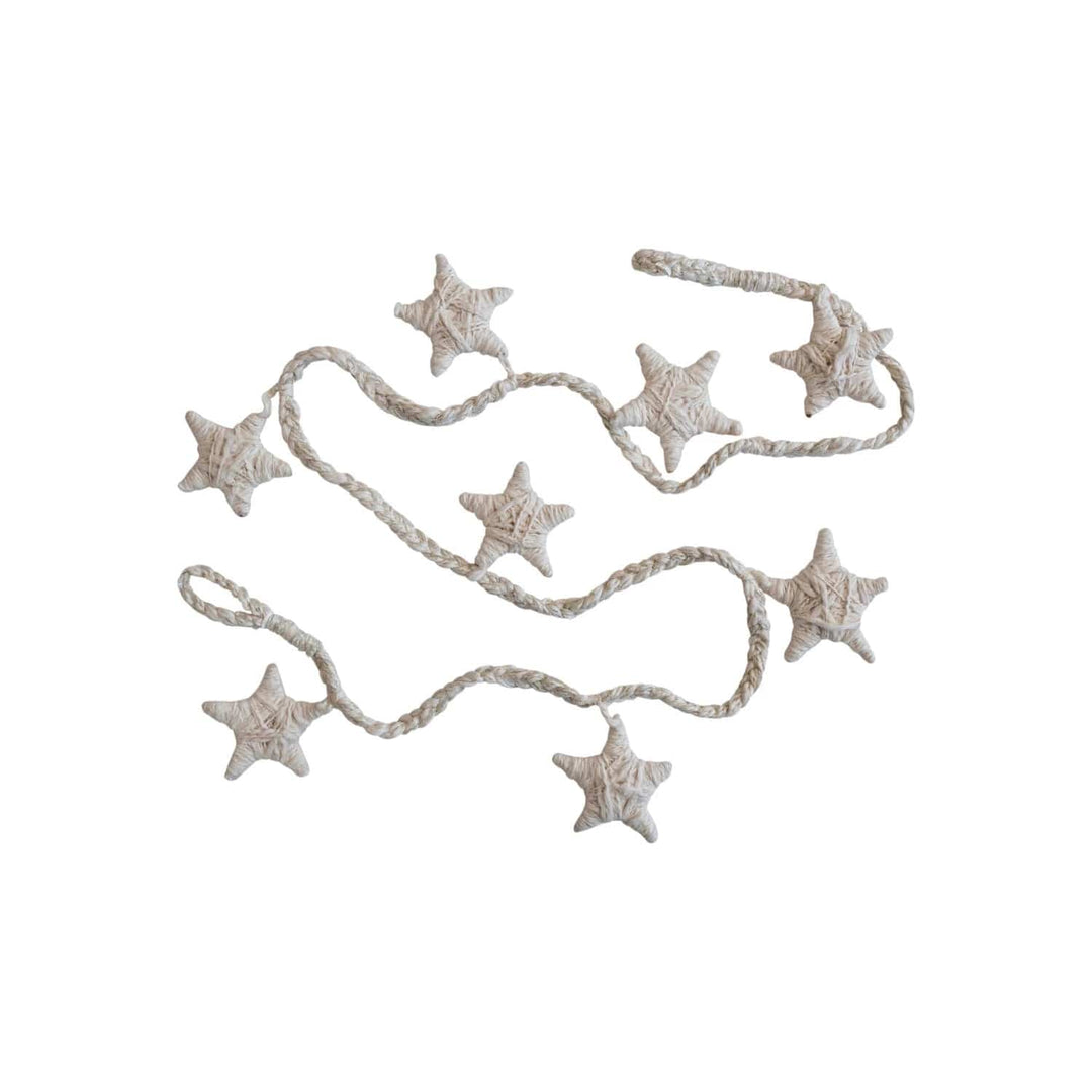 Creative Coop Garland Handmade Cotton Blend Star Garland | Natural