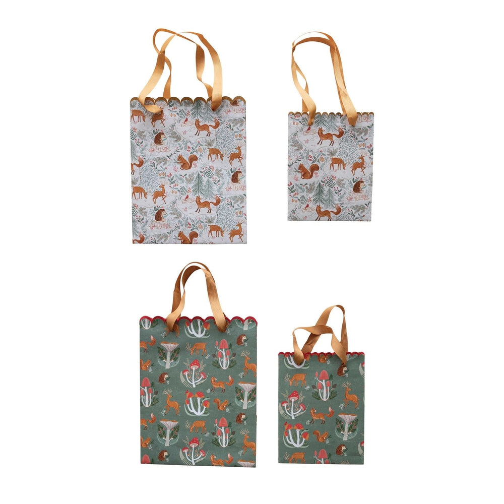 Creative Coop Gift Bag Printed Recycled Paper Gift Bags | Set of 2