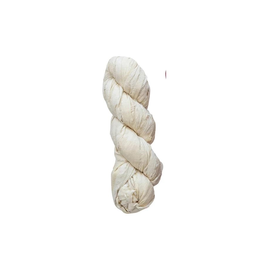 Creative Coop Gift Wrapping Ivory 70-75 Yard Recycled Torn Silk Ribbon | 3 Colors
