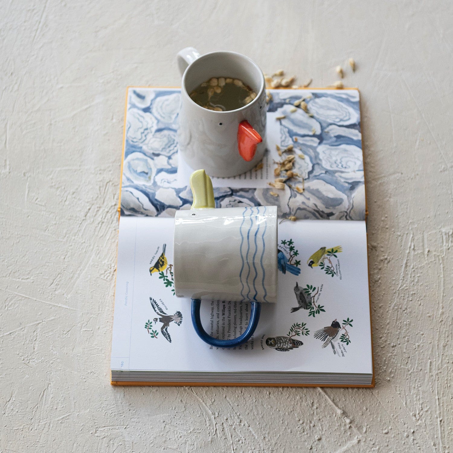 Creative Coop Gifts 10 oz. Stoneware Sea Bird Mug with 3D Beak, 2 Styles