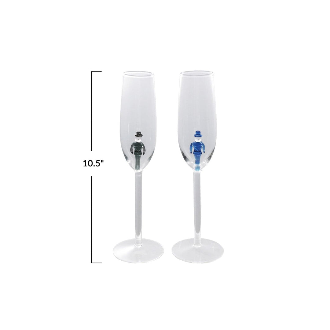 Creative Coop Gifts 6 oz. Stemmed Champagne Glass w/ Hand-Blown Groom Inside