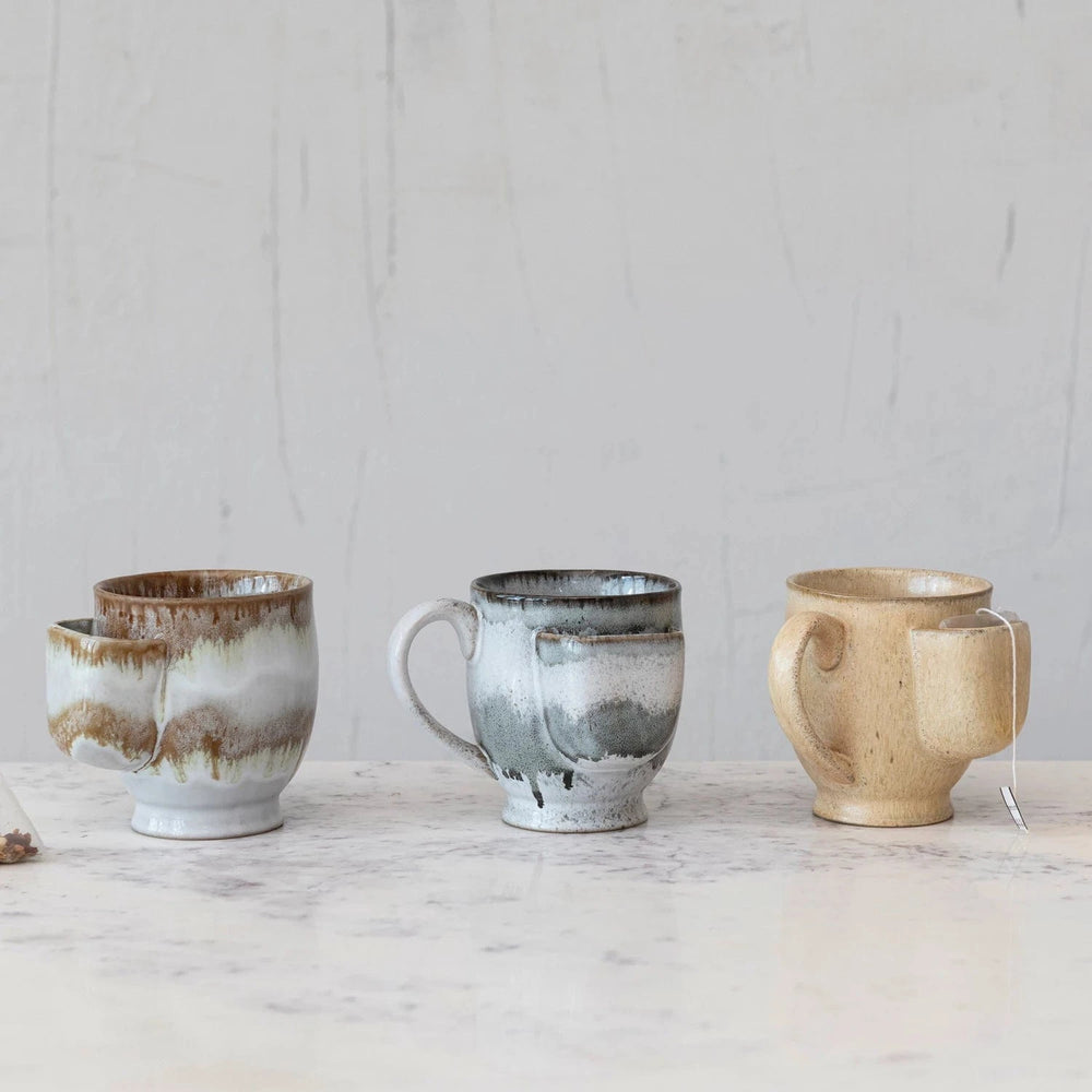 Creative Coop Gifts Stoneware Mug with Tea Bag Holder