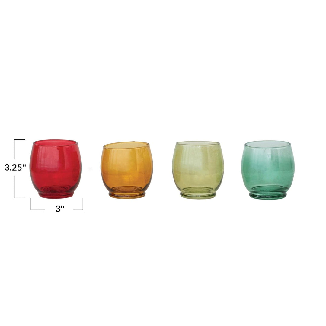 Creative Coop Glass Colored Drinking Glass Glass | Set of 4