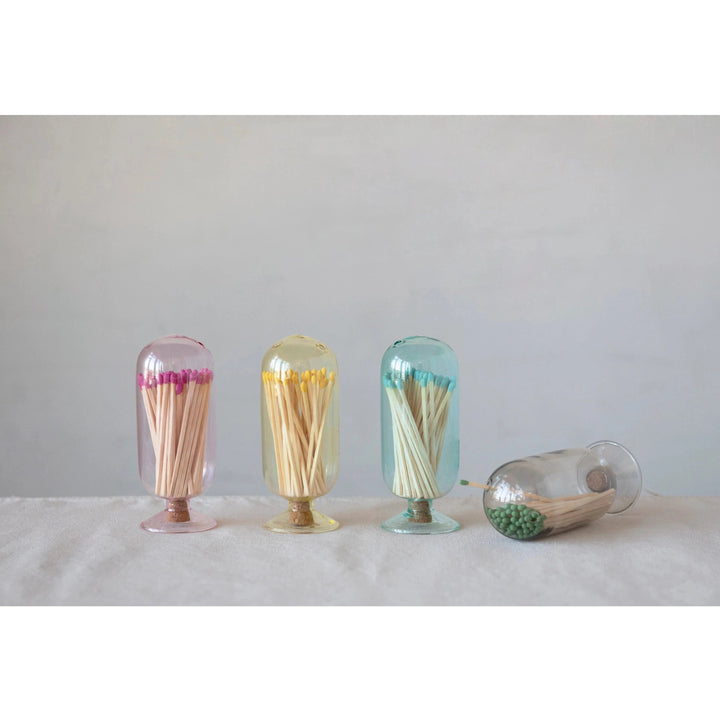 Creative Coop Glass Match Holder - 4 Colors