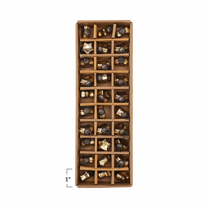 Creative Coop Holiday 1"H Glass Star Ornaments in Kraft Box, Gold Finish, Set of 30