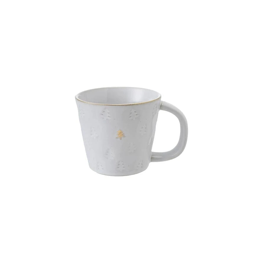 Creative Coop Holiday 10 oz. Debossed Stoneware Mug with Electroplating