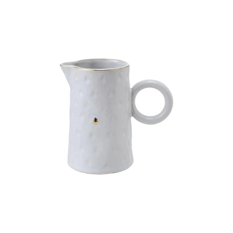 Creative Coop Holiday 10 oz. Debossed Stoneware Pitcher