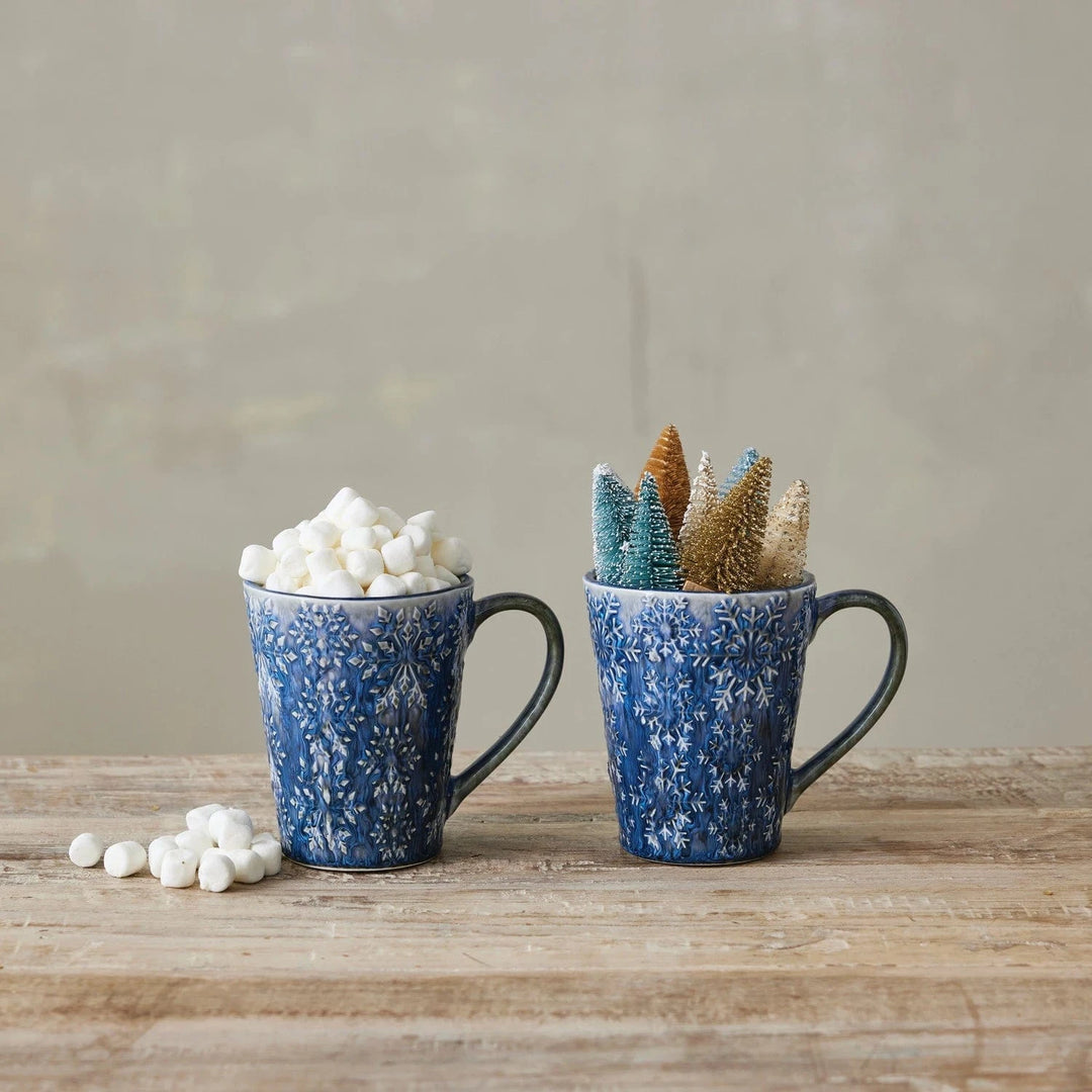 Creative Coop Holiday 14 oz. Debossed Stoneware Mug