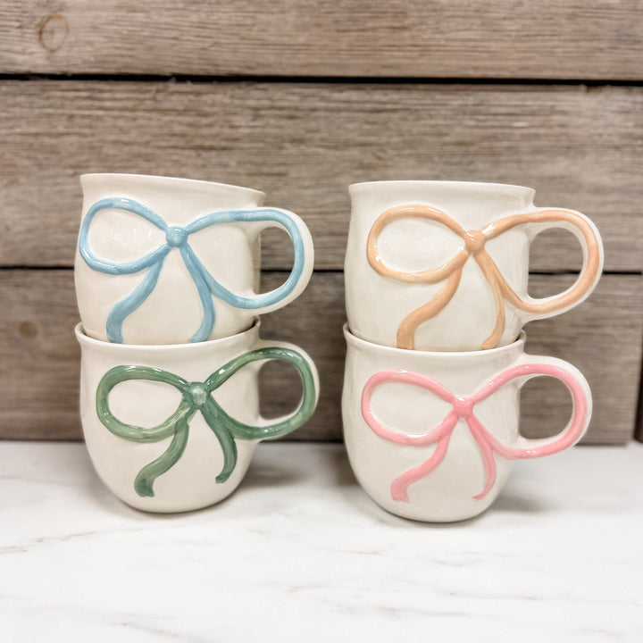 Creative Coop Holiday 18oz Stoneware Mug with Bow Handle