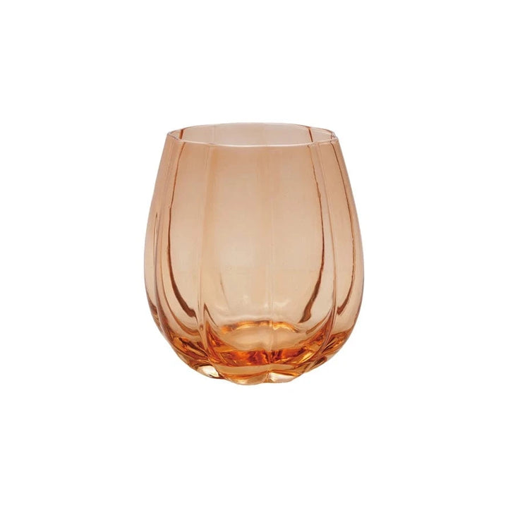 Creative Coop Holiday 22 oz. Stemless Pumpkin Shaped Wine Glass