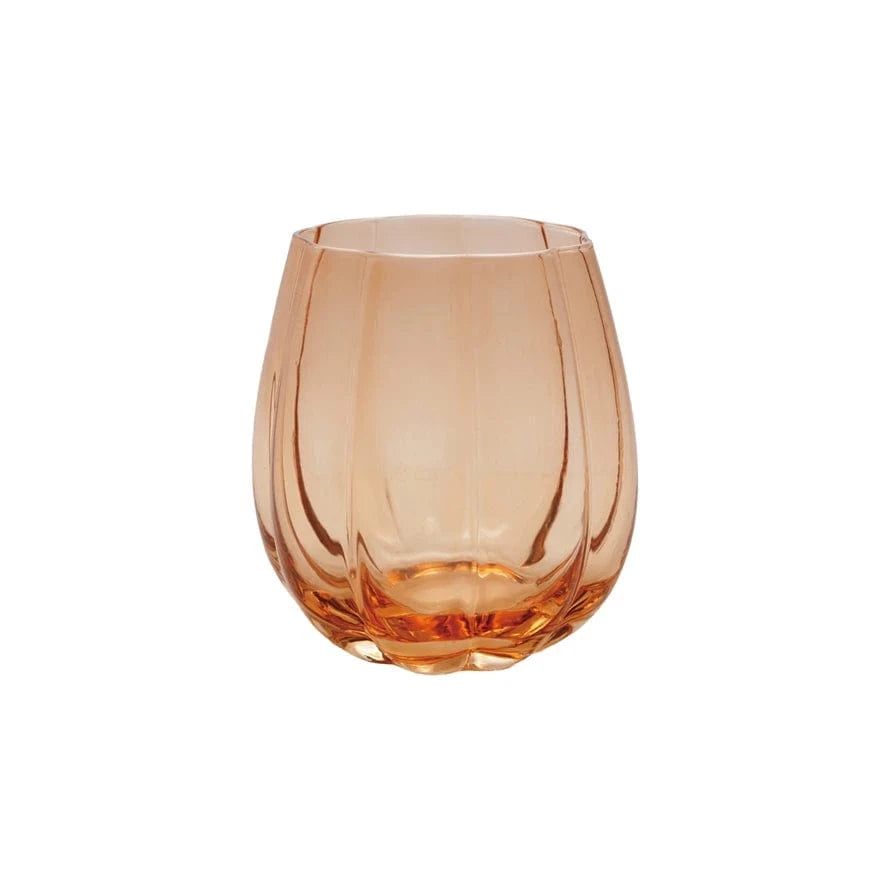 Creative Coop Holiday 22 oz. Stemless Pumpkin Shaped Wine Glass