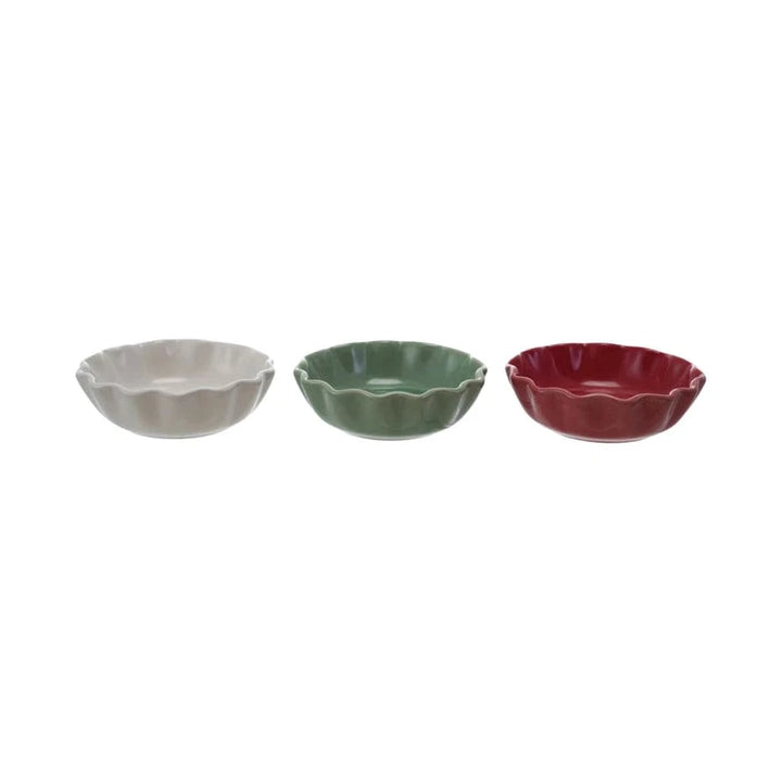 Creative Coop Holiday 4" Round Stoneware Scalloped Bowl