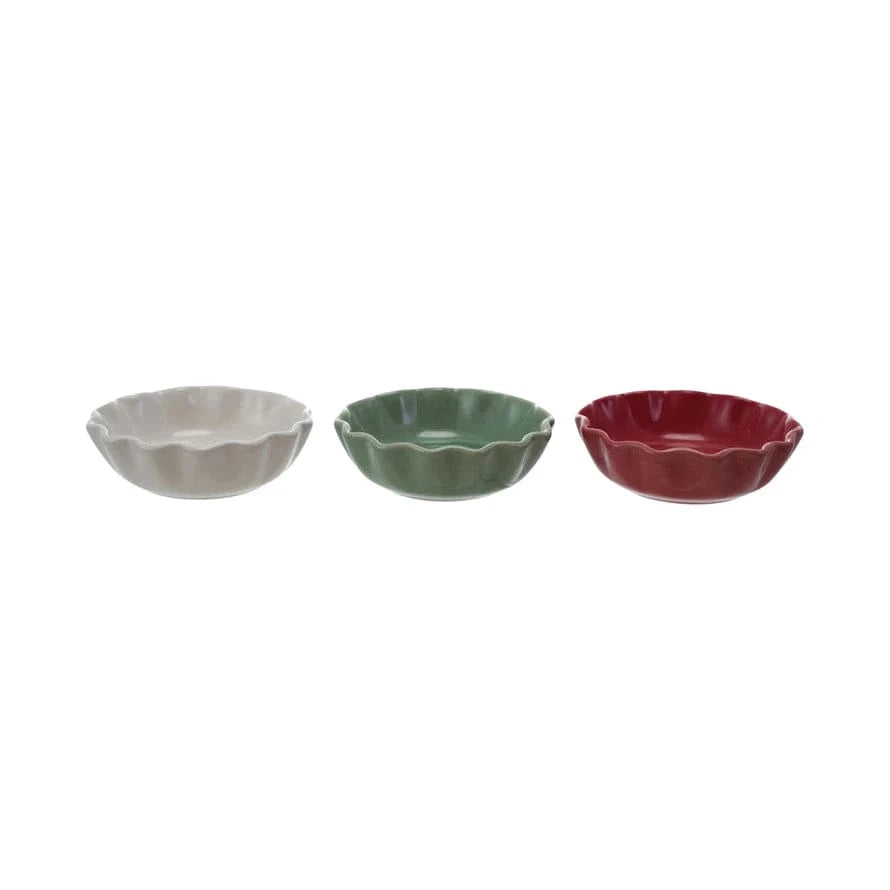 Creative Coop Holiday 4" Round Stoneware Scalloped Bowl