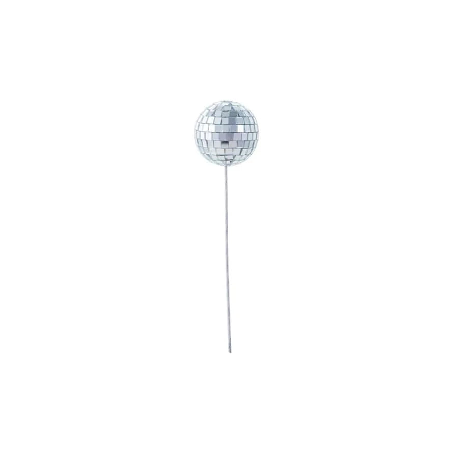 Creative Coop Holiday 6"H Foam & Mirrored Glass Mosaic Ball Plant Pick, Silver Finish