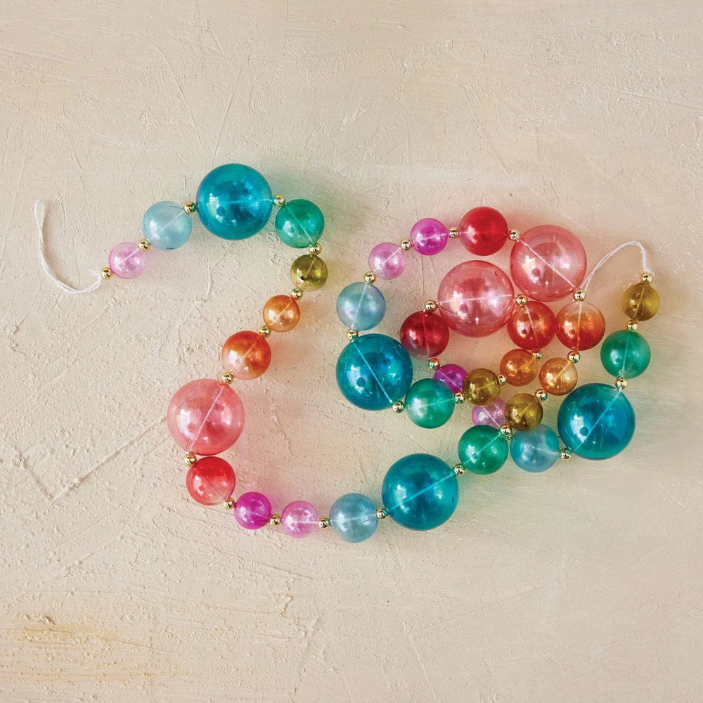 Creative Coop Holiday 72"L Plastic Ball Garland, Multi Color