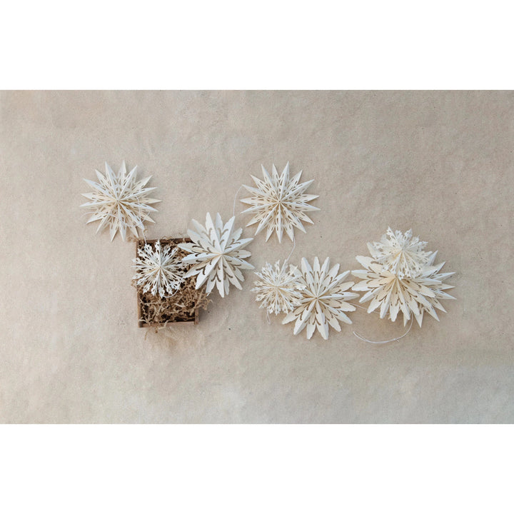 Creative Coop Holiday 72"L Snowflake Garland in Kraft Box, White