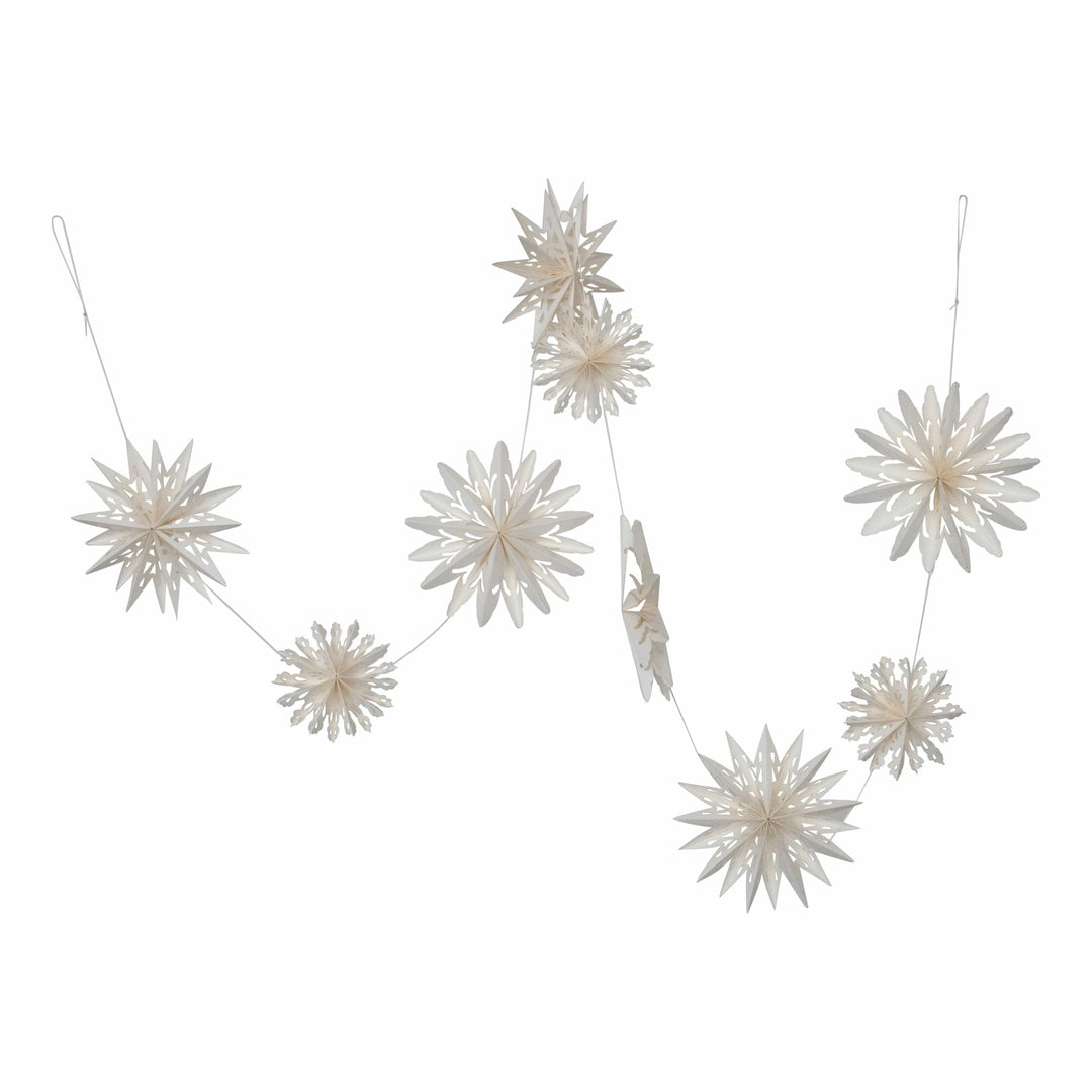 Creative Coop Holiday 72"L Snowflake Garland in Kraft Box, White