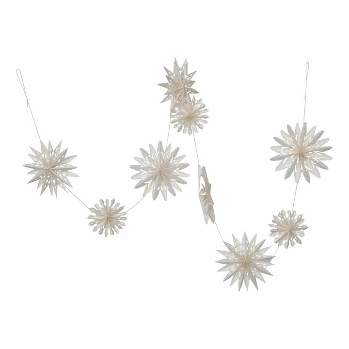 Creative Coop Holiday 72"L Snowflake Garland in Kraft Box, White