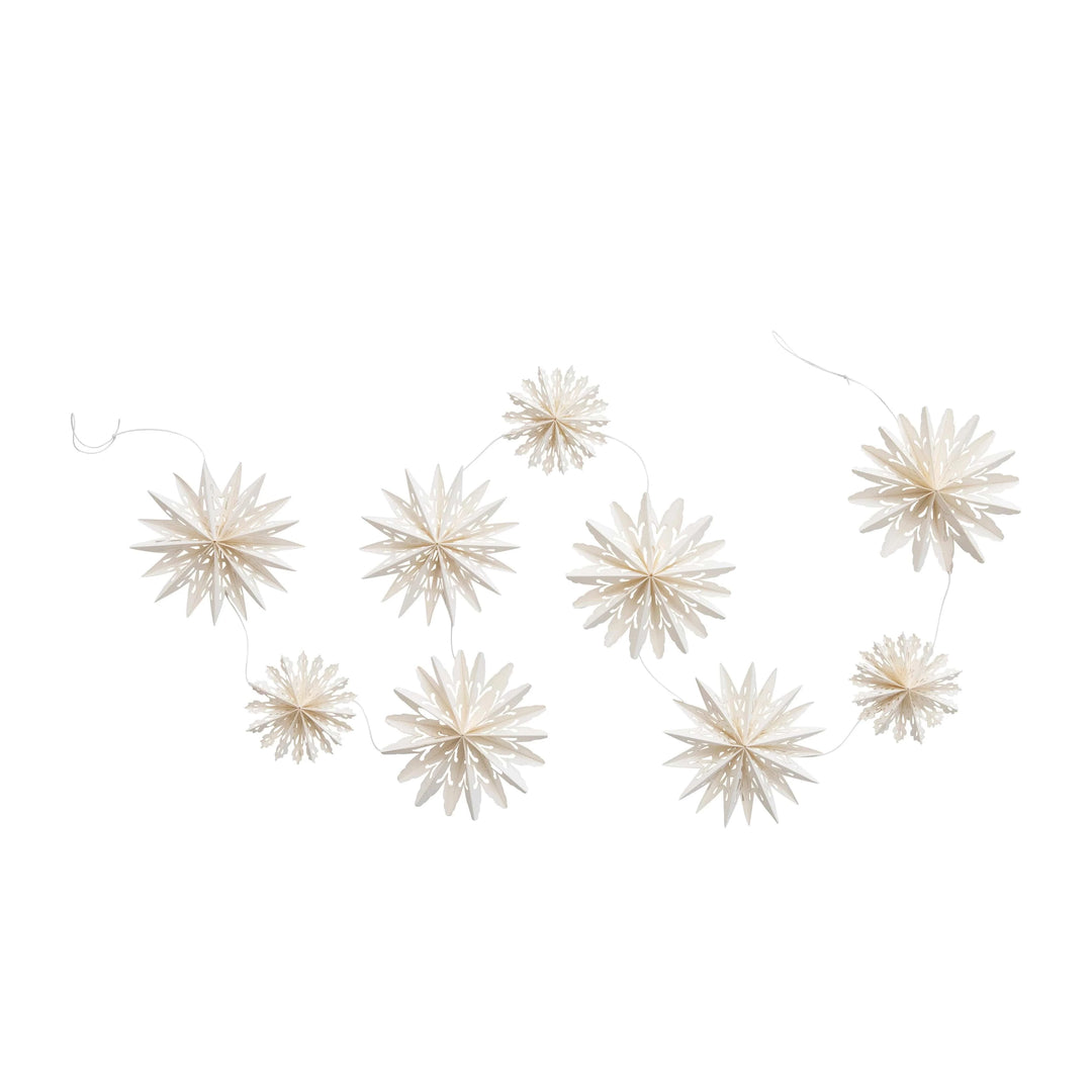 Creative Coop Holiday 72"L Snowflake Garland in Kraft Box, White