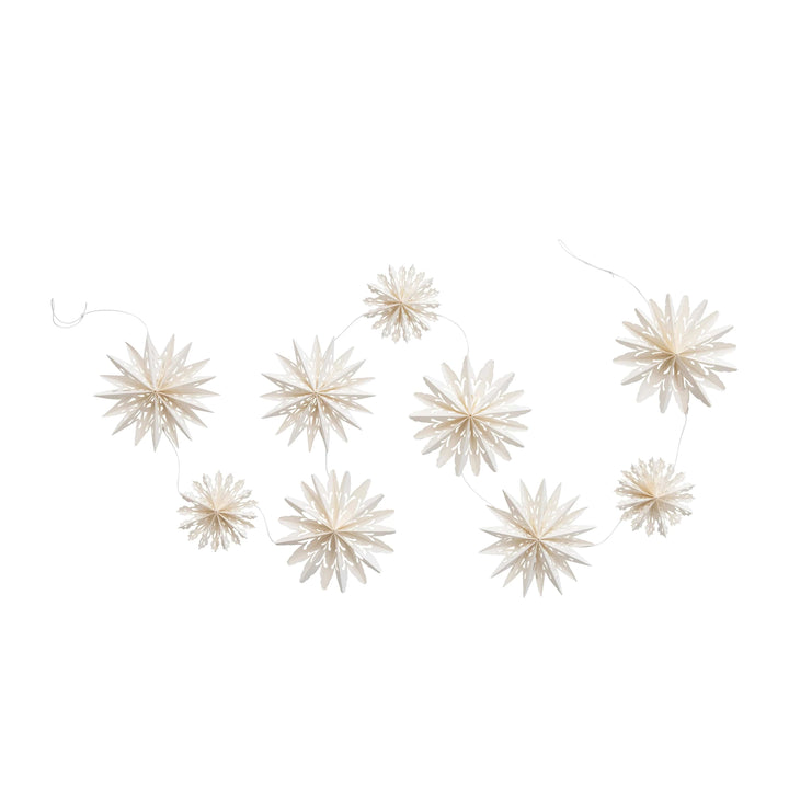 Creative Coop Holiday 72"L Snowflake Garland in Kraft Box, White