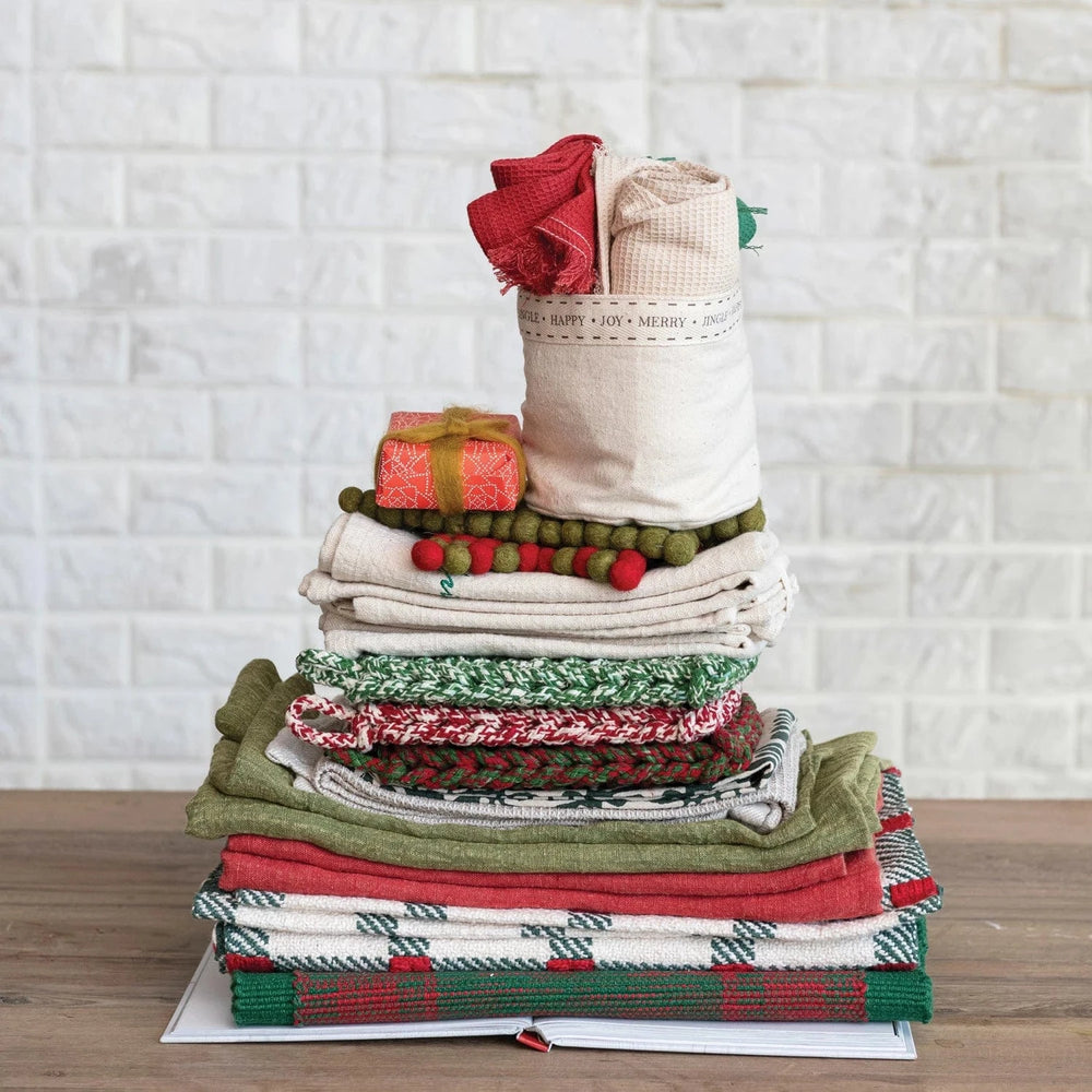 Creative Coop Holiday 8" Square Melange Cotton Crocheted Pot Holder