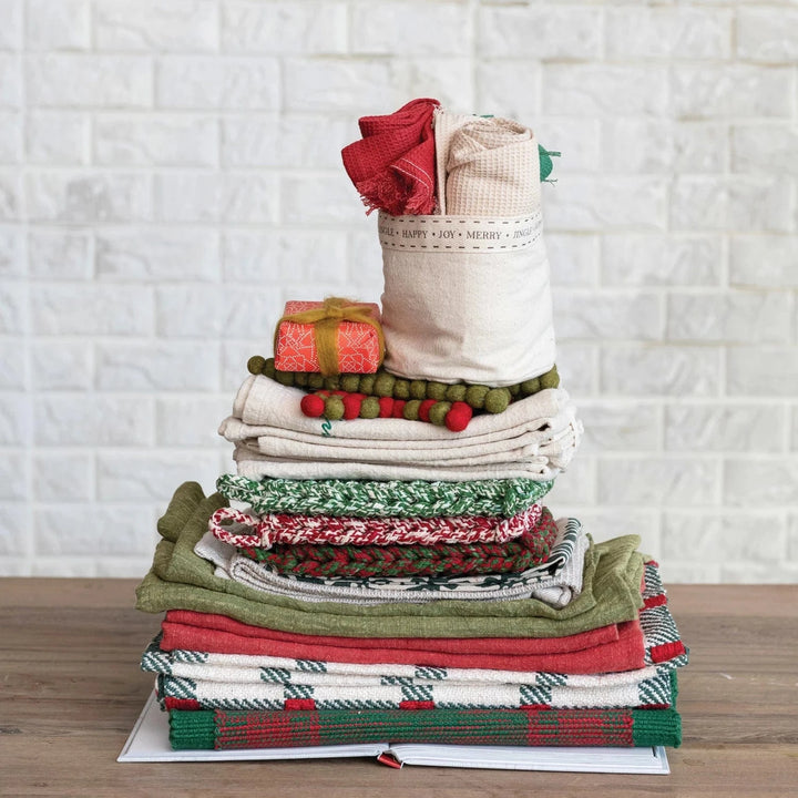 Creative Coop Holiday 8" Square Melange Cotton Crocheted Pot Holder