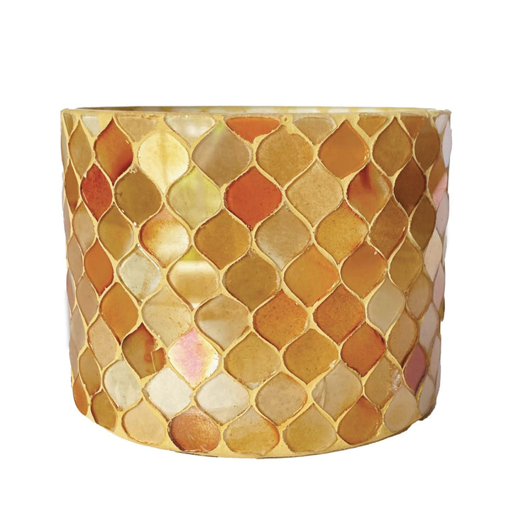 Creative Coop Holiday Amber Glass Mosaic Votive Holder