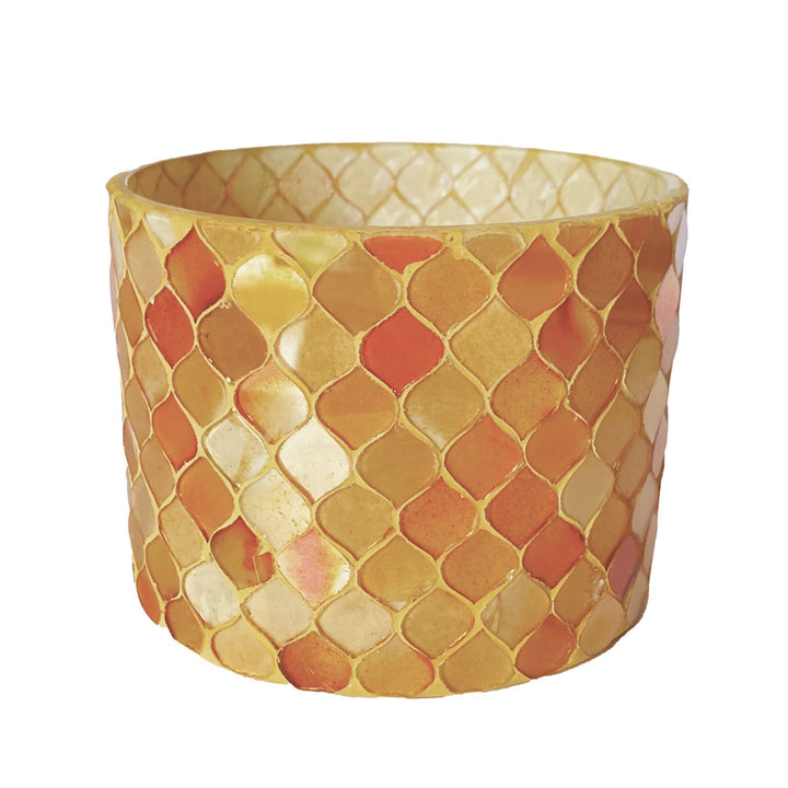 Creative Coop Holiday Amber Glass Mosaic Votive Holder