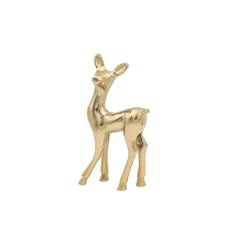 Creative Coop Holiday Cast Aluminum Deer, Gold Finish