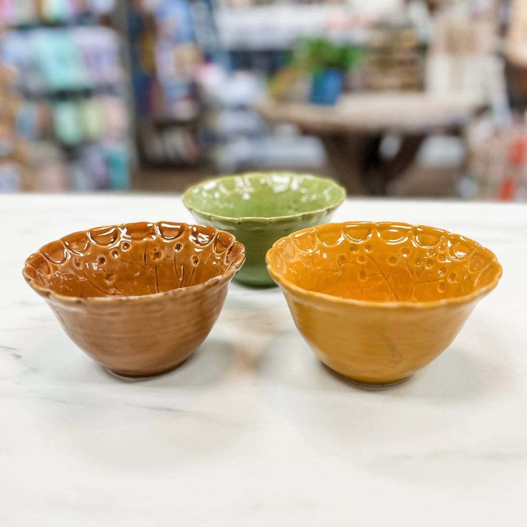 Creative Coop Holiday Debossed Stoneware Scalloped Bowl